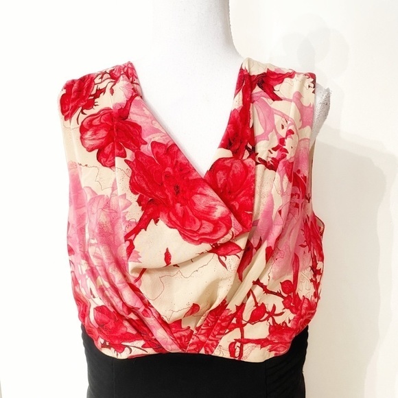 TED BAKER DEGA BLACK PINK RED FLORAL COWL NECK SLEEVELESS SHEATH FORMAL DRESS - Picture 4 of 10